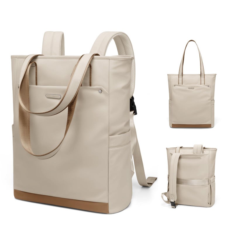 GOLF QUALITY Convertible Laptop Backpack for Women Men Carry on Tote Backpack Teacher Bookbag for College Work Nurse Travel Leisure,16 Inch,Apricot - Image 1