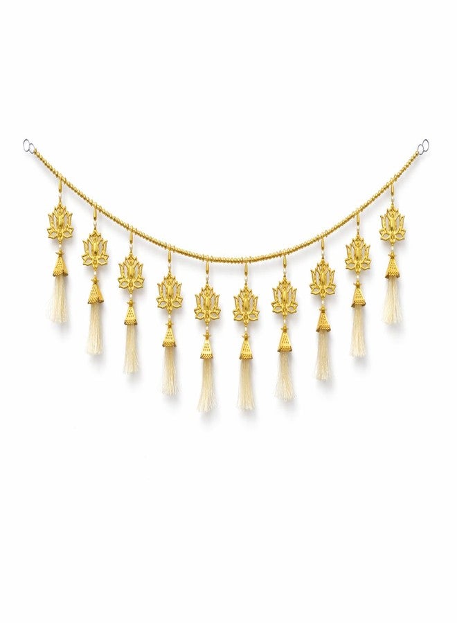 NVF Golden Lotus Toran Door Hanging | Traditional Bandhanwar with Tassels | Decorative Wall & Door Decor for Home, Pooja, Wedding & Festive Use - Image 1