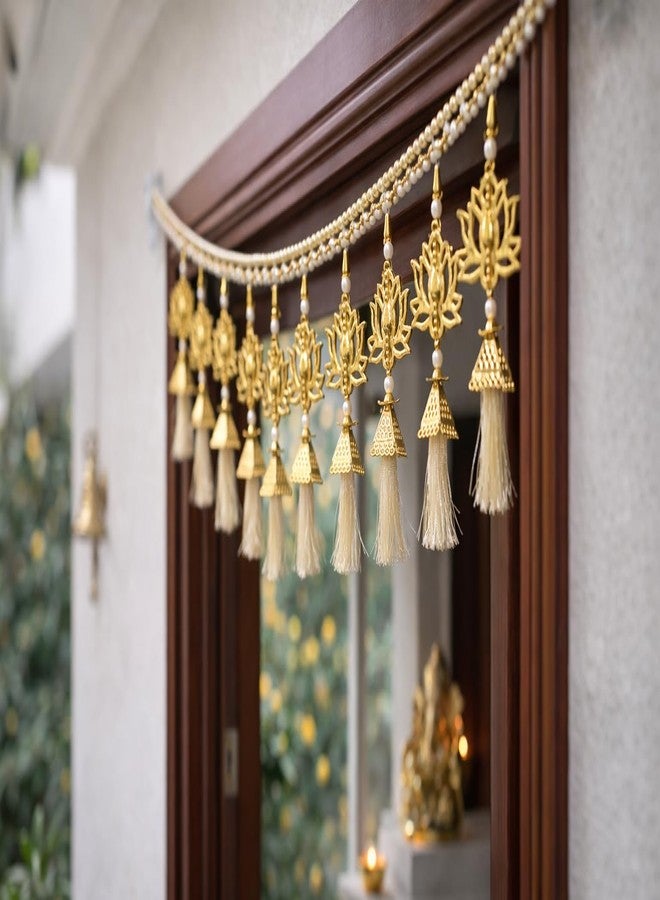 NVF Golden Lotus Toran Door Hanging | Traditional Bandhanwar with Tassels | Decorative Wall & Door Decor for Home, Pooja, Wedding & Festive Use - Image 4