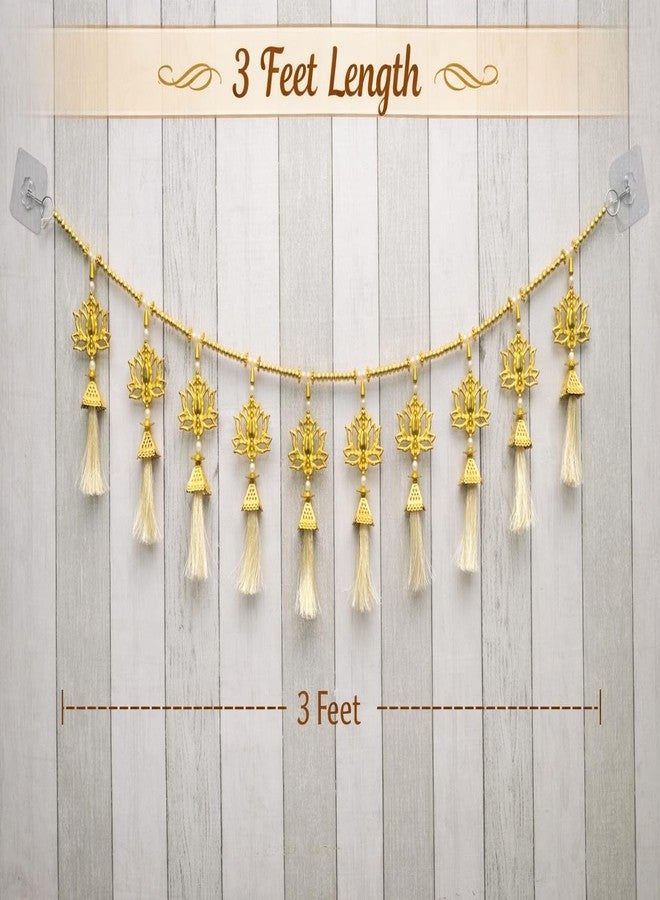 NVF Golden Lotus Toran Door Hanging | Traditional Bandhanwar with Tassels | Decorative Wall & Door Decor for Home, Pooja, Wedding & Festive Use - Image 5
