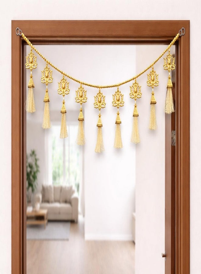 NVF Golden Lotus Toran Door Hanging | Traditional Bandhanwar with Tassels | Decorative Wall & Door Decor for Home, Pooja, Wedding & Festive Use - Image 2