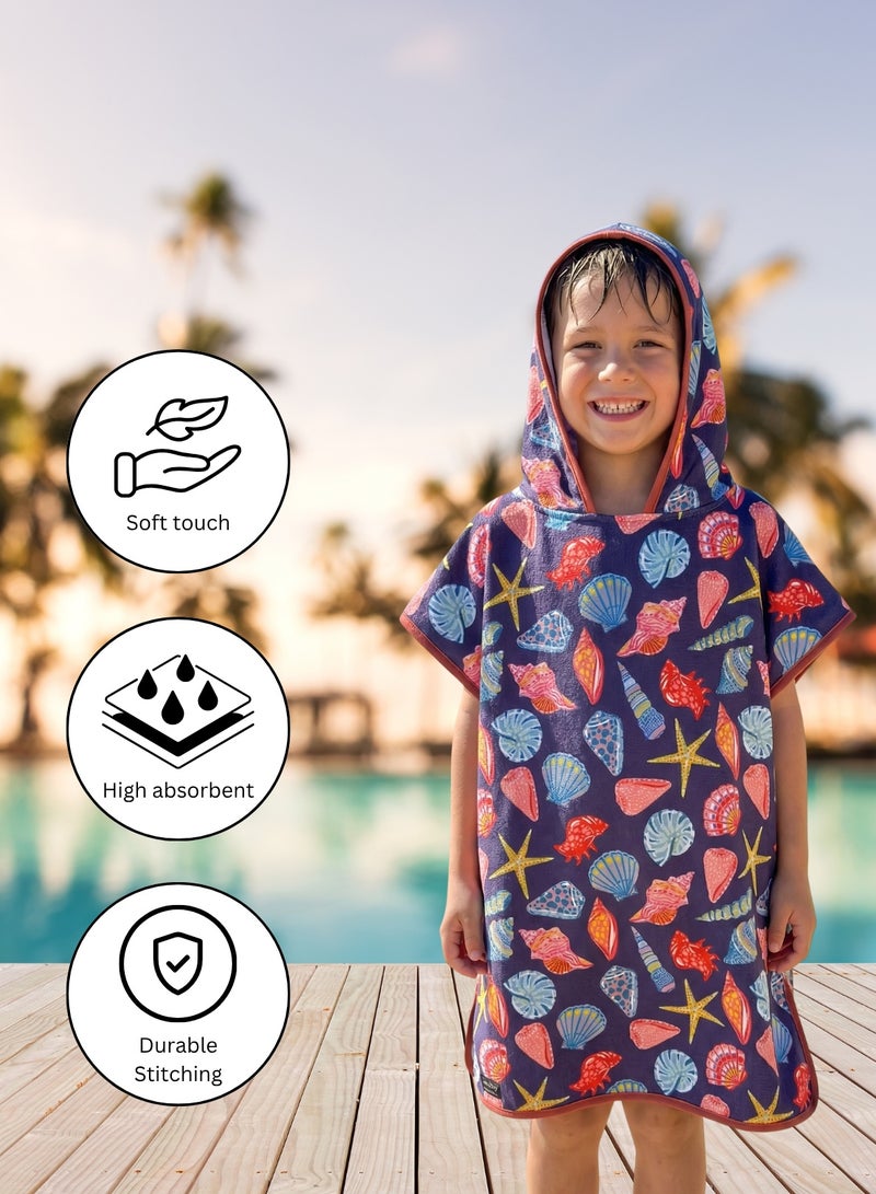 Pearl Coast International Kids Poncho Towel Hooded Pack of 2 – Quick Dry Microfiber Beach Changing Robe for Boys & Girls, Soft Absorbent Swim Cover Up - Image 5