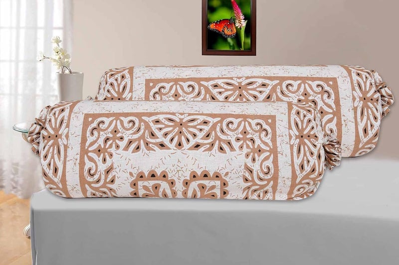 SkyKross - Everyday A New Thing SkyKross Everyday A New Thing Block Print Pure Soft Cotton Diwan Cover Set 8 Pcs Set 5 Cushion Cover2 Bolster Cover1 Bedsheet Brown - Image 5