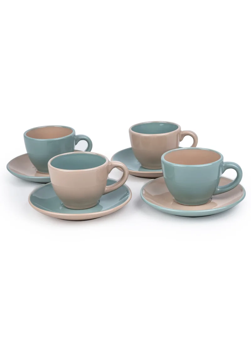 Shallow Moire 4-Piece Coffee Cup & Saucer Set 90ml - Two Tone | Kitchen Dinnerware, Ceramic, Stoneware
