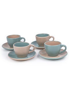 Shallow Moire 4-Piece Coffee Cup & Saucer Set 90ml - Two Tone | Kitchen Dinnerware, Ceramic, Stoneware  - Image 1
