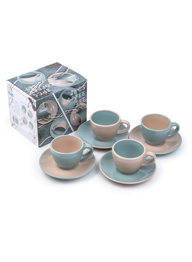 Shallow Moire 4-Piece Coffee Cup & Saucer Set 90ml - Two Tone | Kitchen Dinnerware, Ceramic, Stoneware