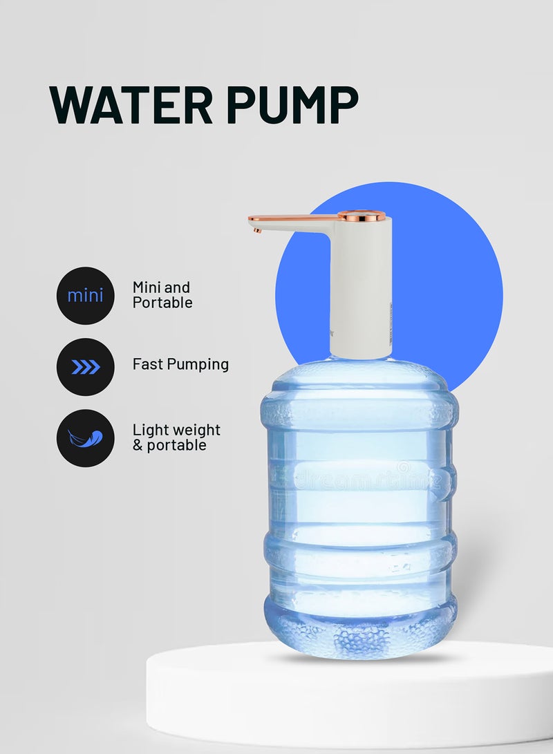 GEEPAS Rechargeable Water Pump For Water Gallon, Portable And Light-Weight With Easy One Touch Mechanism And USB Charging, Can Be Used At Home And Office White/Rose Gold - Image 2