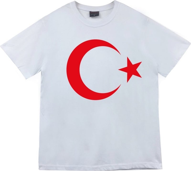 Modatime Star and Crescent Printed T-Shirt White 