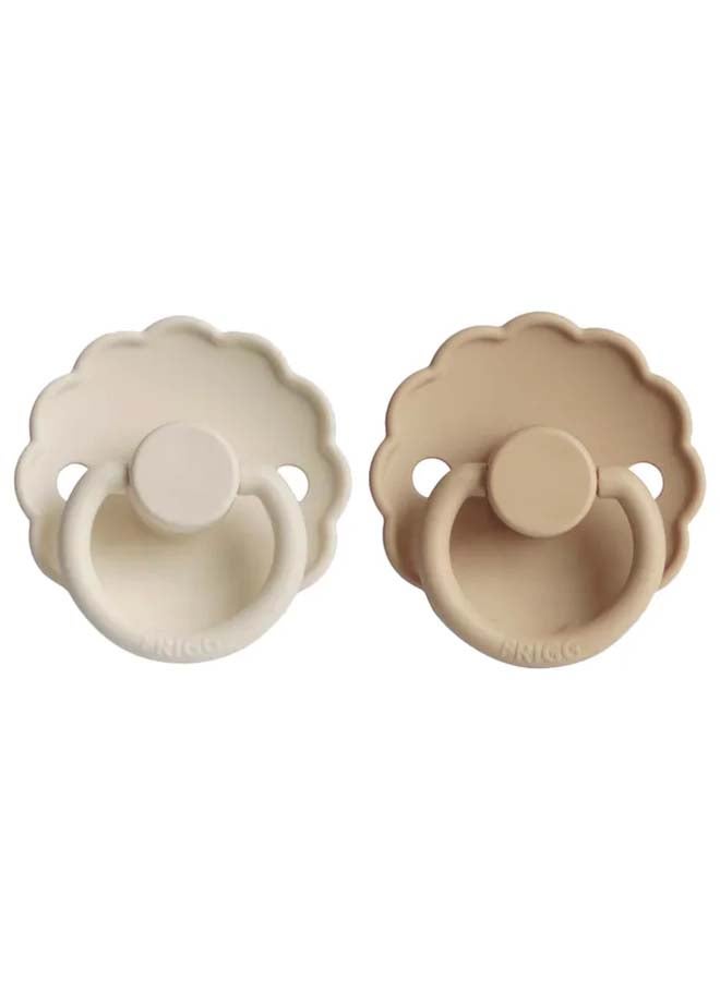FRIGG Daisy Silicone Baby Pacifier 6-18M 2-Pack Cream/Croissant - Size 2 - Image 1