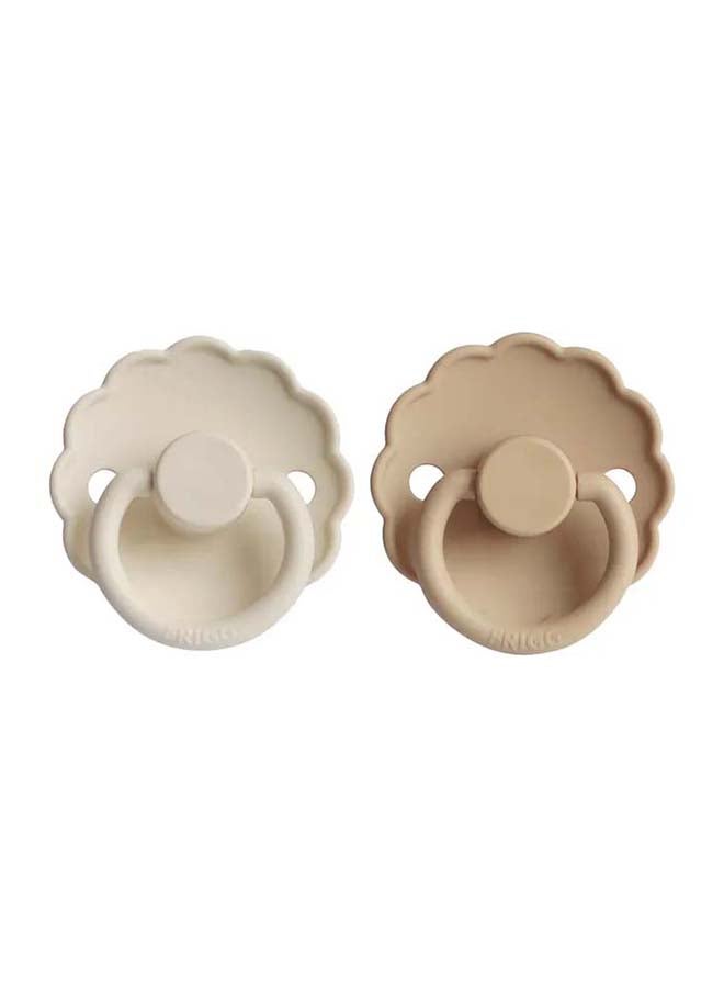 FRIGG لهاية FRIGG Daisy السيليكونية للأطفال 6-18 شهر 2-Pack كريمة/كرواسون - الحجم 2 - Image 1