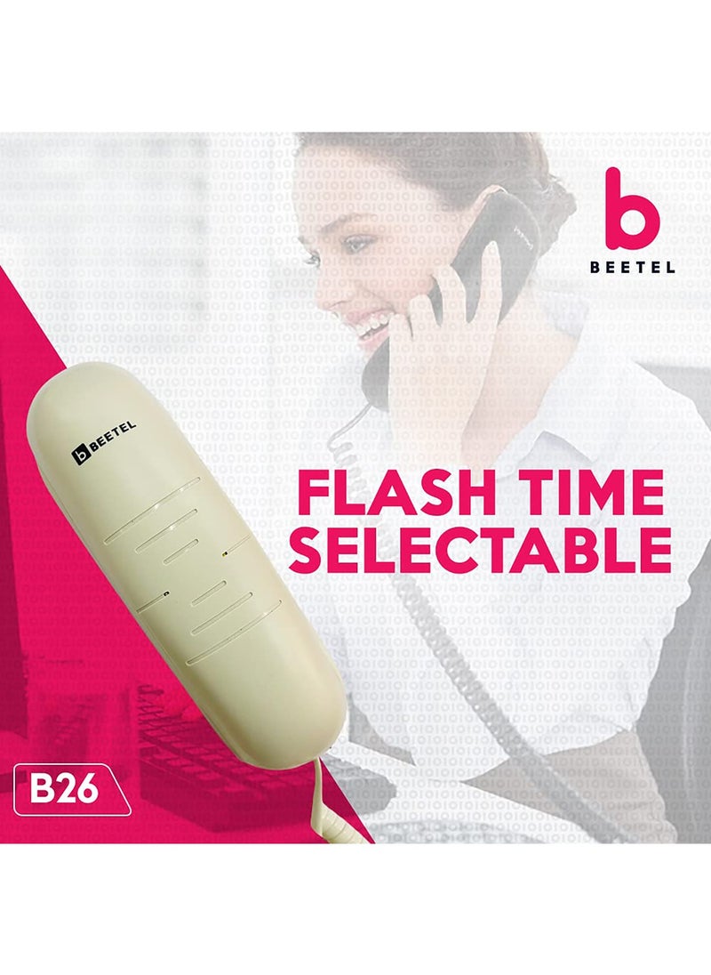 Beetel - Beetel B26 Corded Slim Landline Phone,Ringer Volume Control,LED Ring Indication,Wall/Desk Mountable,Classic Design,Clear Call Quality,Mute/Pause/Flash/Redial Function (Made in India)(Warm Grey)(B26) - Image 1