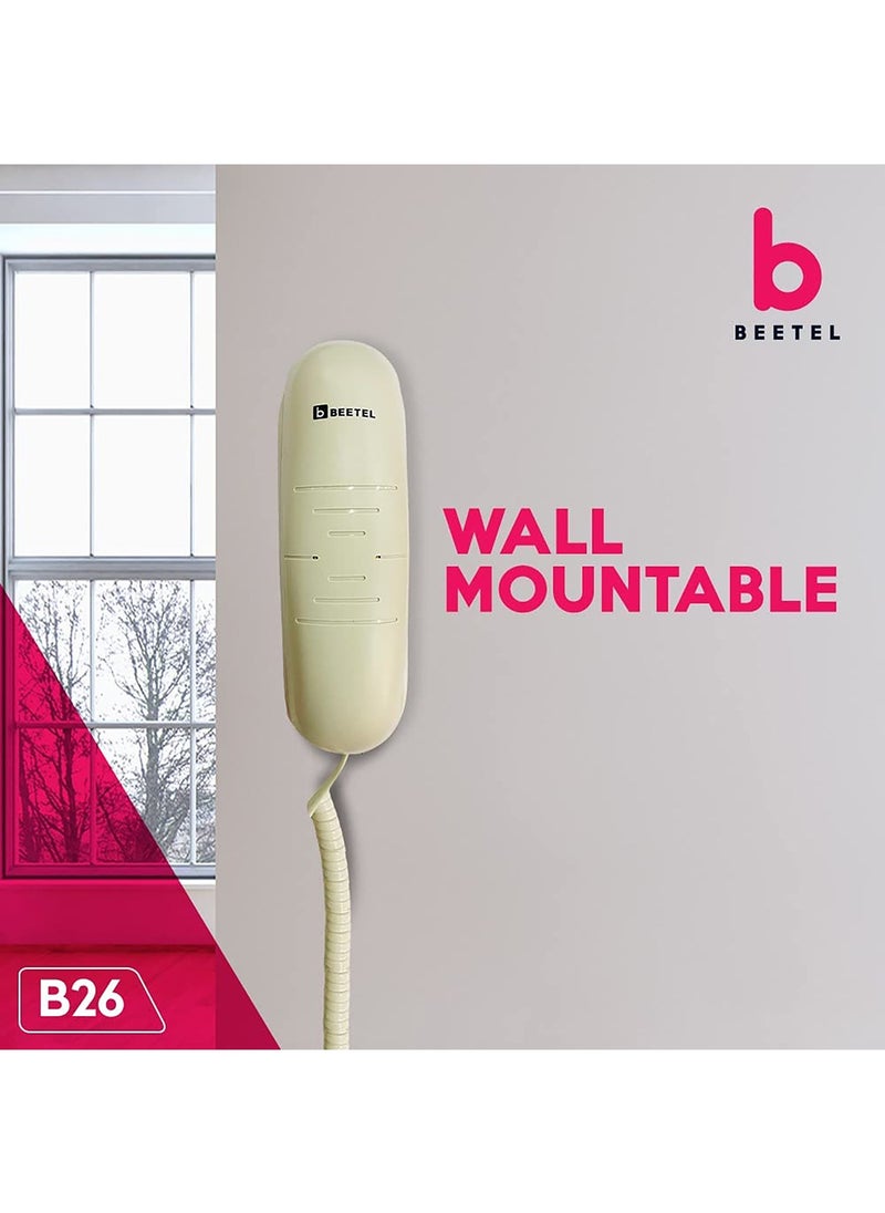 Beetel - Beetel B26 Corded Slim Landline Phone,Ringer Volume Control,LED Ring Indication,Wall/Desk Mountable,Classic Design,Clear Call Quality,Mute/Pause/Flash/Redial Function (Made in India)(Warm Grey)(B26) - Image 1