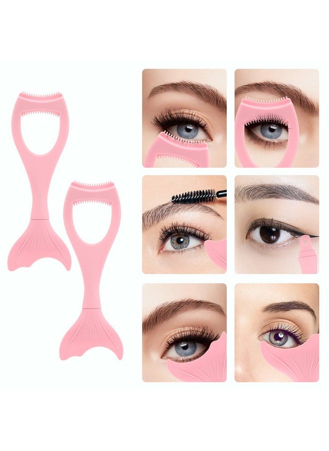 Tbestmax Tbestmax 2 in 1 Mascara Eyeliner Guard, Silicone Mascara Lash Shield Applicator, Eyelash Comb Pink 2 Pcs  - Image 3