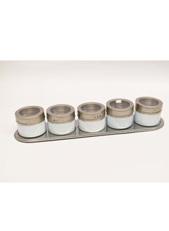 Generic 5-Piece Magnetic Condiment Spices Jar Storage Set Silver KSA ...