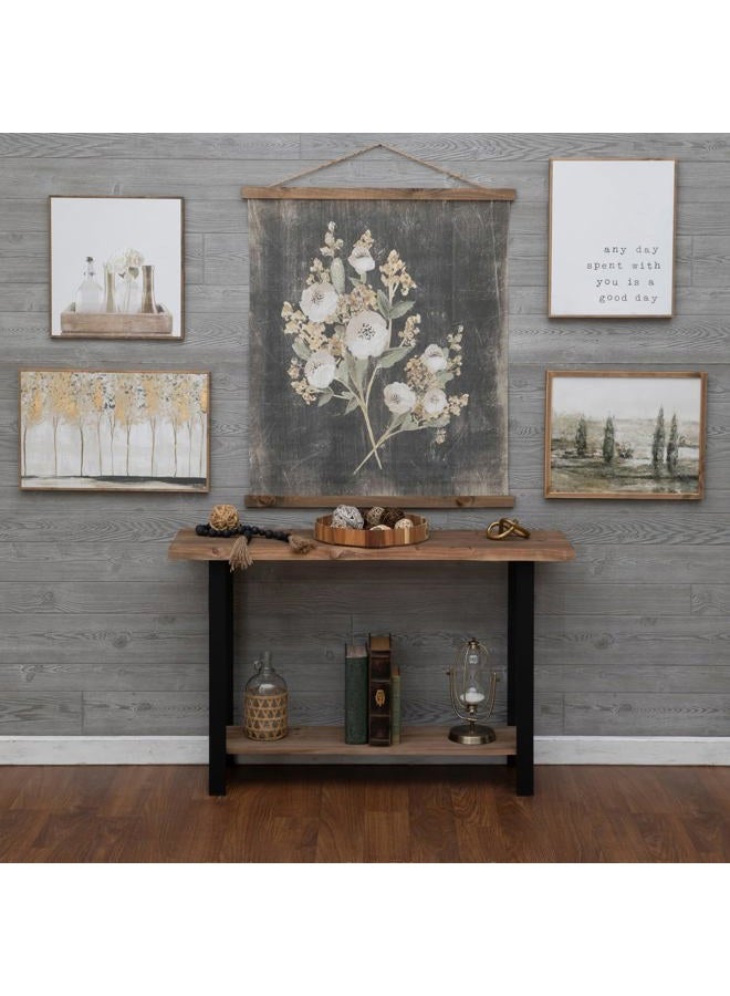Hobby Lobby Vintage Floral Tapestry Wall Decor, Canvas & MDF, Rectangle, Vertical, Includes Hanging Rope, Distressed Black Background, Wooden Frame, Muted Tones - Image 5