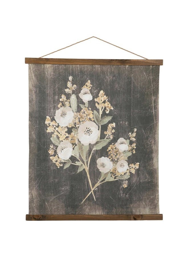 Hobby Lobby Vintage Floral Tapestry Wall Decor, Canvas & MDF, Rectangle, Vertical, Includes Hanging Rope, Distressed Black Background, Wooden Frame, Muted Tones - Image 3
