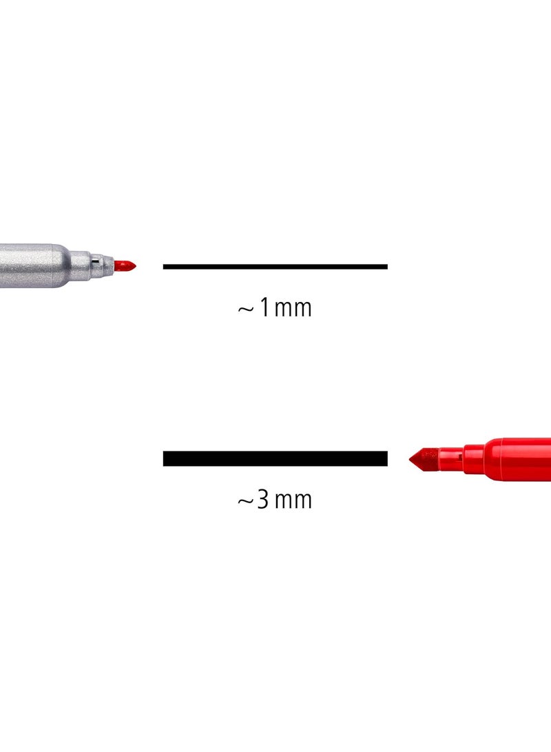 Staedtler Noris Club 320 NWP12 Fibre-Tip Pen with 2 Tips Pack of 12 in Soft Plastic Case - Image 2