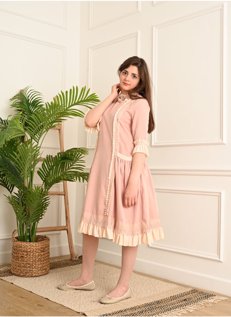 FULL JOY Elegant Girls' Dress with text sleeves  - Image 3