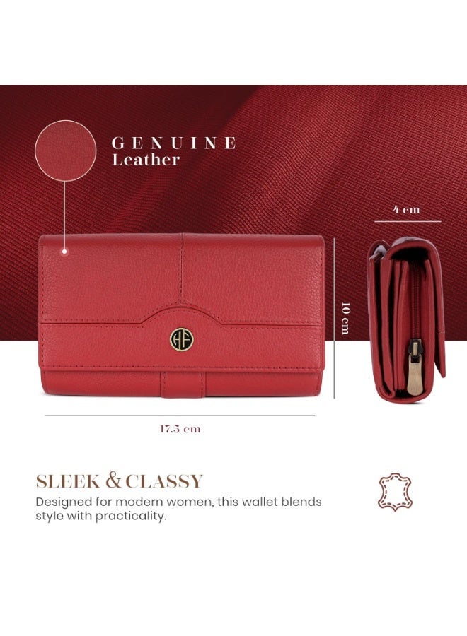 HAMMONDS FLYCATCHER Genuine Leather Women Wallet Clutch for Ladies RFID Protected Long Purse with 17 Card Slots Zip Coin Pocket Multiple Compartments - Image 5