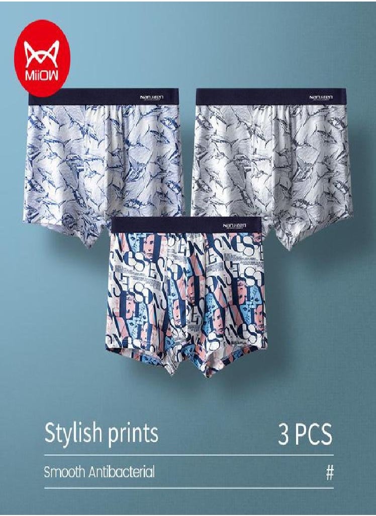 MIIOW 3Pcs Youth Print Underwear Boxer Men Comfortable Breathable Innerwear  Panties Boxers Shorts Man Underpants Mens  - Image 1