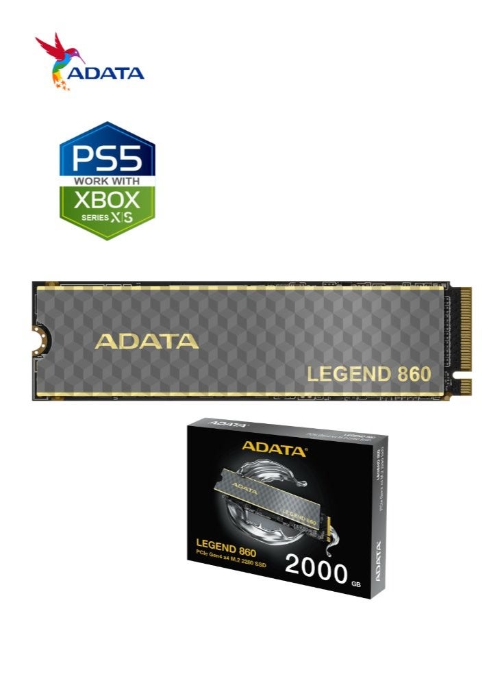 ADATA LEGEND 860 2000 GB Solid State Drive NVMe SSD for Laptop Desktop PS5 XBOX | PCIe Gen4x4 M.2 2280