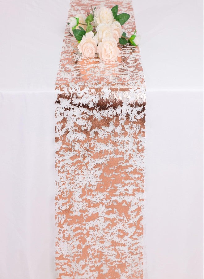 Snowkingdom 2 Pieces Rose Gold Table Runner 11"x108" Glitter Sequin Metallic Pink Thin Mesh Runner Sparkly Table Decorations for Wedding, Bridal Shower, Baby Shower Birthday Party - Image 2