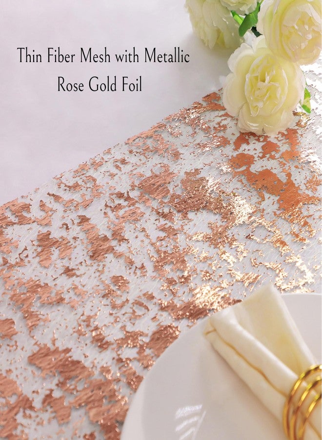 Snowkingdom 2 Pieces Rose Gold Table Runner 11"x108" Glitter Sequin Metallic Pink Thin Mesh Runner Sparkly Table Decorations for Wedding, Bridal Shower, Baby Shower Birthday Party - Image 3