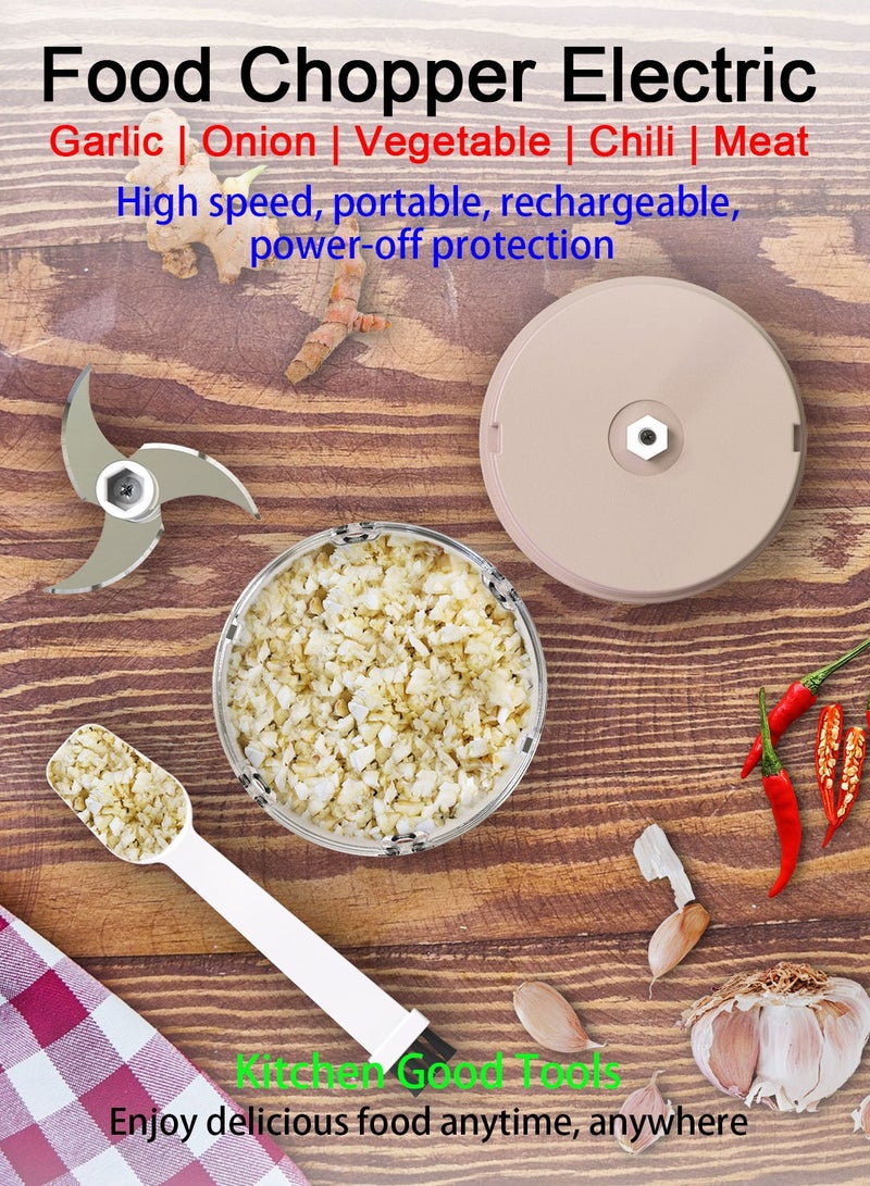 سيارم تمزيق الثوم، تمزيق الثوم المصغر الكهربائي 250 مل، تمزيق بطارية مدمجة قابلة للشحن USB لهرس البصل والثوم والفلفل، إلخ، وردي - Image 2