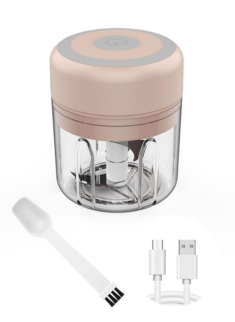 Syarme Garlic Chopper, Electric Mini Garlic Chopper 250 Ml, USB Rechargeable Built In Battery Food Chopper, Used for Mashing Onions, Garlic, Peppers Etc, Pink  - Image 1