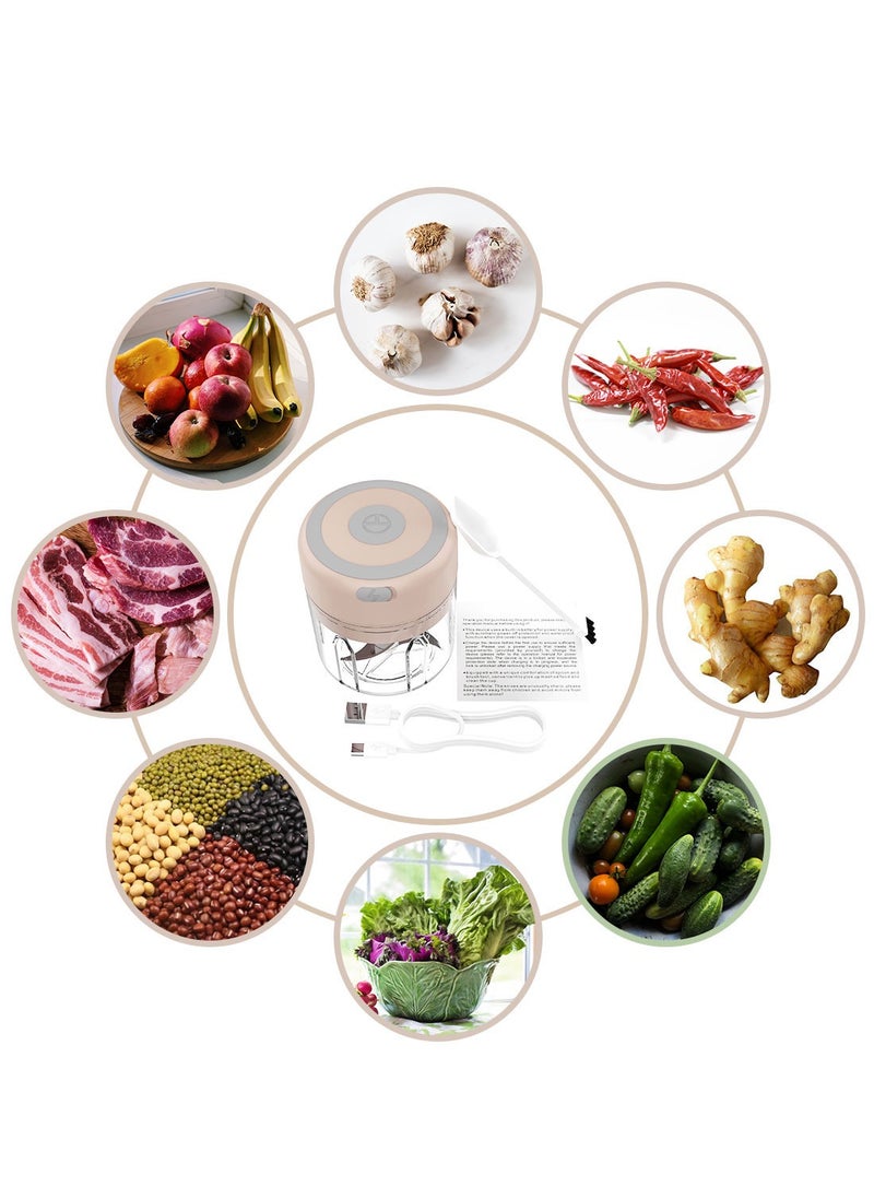 Syarme - Garlic Chopper, Electric Mini Garlic Chopper 250 Ml, USB Rechargeable Built In Battery Food Chopper, Used for Mashing Onions, Garlic, Peppers Etc, Pink - Image 1
