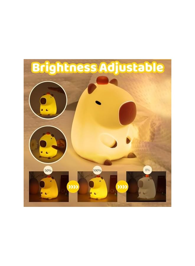 The Bros Capybara Lamp - Capybara Night Light, Capybara Gifts for Girl, Decor Cute Lamp for Nursery, Touch Control, Timmer Funtion, Portable and Rechargeable Dimmable, Birthday Gifts for Boys Girls - Image 5