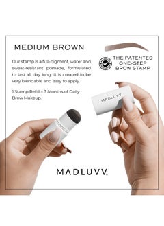 MADLUVV MADLUVV Brow Stamp Refill* - Color Stamp for Brows & Root Touch Up for Women & Men, Instantly Conceal Hair Loss, Grey Hair, Thinning Hair with Stain-Proof/Smudge-Proof Powder Formula (Medium Brown)  - Image 2