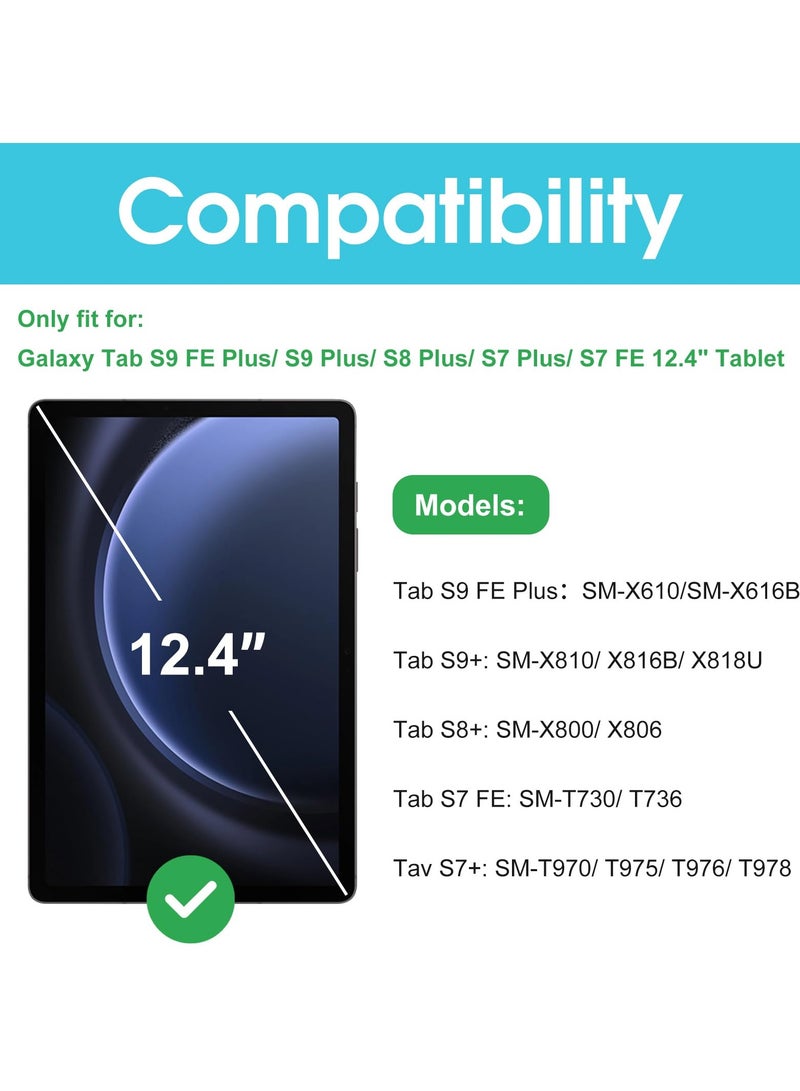 Procases 2 Pack Screen Protector For Galaxy Tab S9 Fe Plus S9 Plus S8 Plus Tab S7 Fe Tab S7 Plus 12.4 Inch 9H Hardness Tempered Glass Hd Clear Film For Galaxy Tablet Sm X610 X810 X800 T730 T970 - Image 2