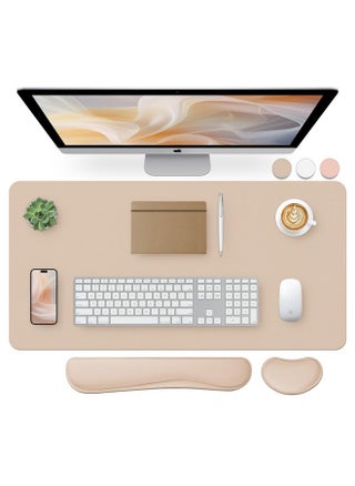 Leather Desk Pad And Keyboard Wrist Rest, Large Mouse Pad + Keyboard Pad+Mouse Wrist Support, Non-Slip Desk Mat Protector For Office, Home(31.5×15.7 Inches,Beige) - pzsku/Z4DBE1771267B393D448EZ/45/_/1731925244/f03b59e3-a4f7-4292-ae47-81680af5f7c5