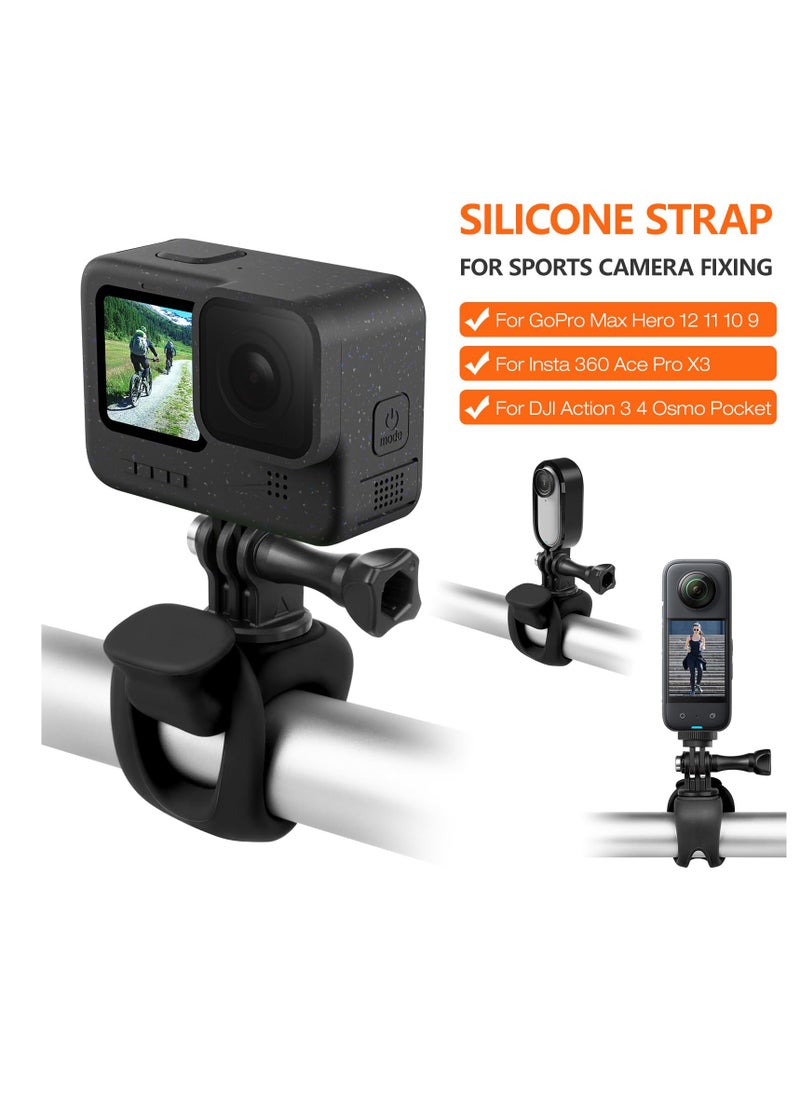 SYOSI - 360° Camera Mount Strap, Rotating Flexible Wrap Band Holder for Bike, Motorcycle Handlebar, Compatible with GoPro Max Hero 12 11 10 9, Insta360 Ace Pro X3, DJI Action 3 4, Osmo Pocket - Image 1
