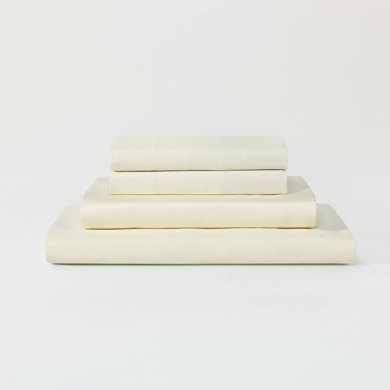 Sijo Premium 100% Austrian Eucalyptus Lyocell Tencel Sheet  Softer Than Silk  Architectural Digest 2022 Best Cooling Sheets Award Winner  1 Flat Sheet Only (Ivory  Twin/Twin XL)