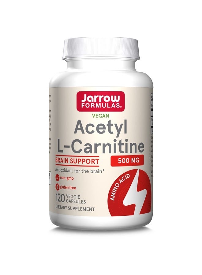 jarrow formulas Acetyl L-Carnitine 500 mg - Antioxidant Protection for the Brain - Supports Energy Production & Metabolism - Heart & Cardiovascular Health - 120 Veggie Capsules (PACKAGING MAY VARY) - Image 1
