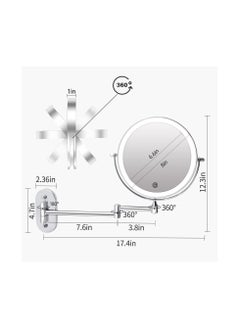 XICEN Rechargeable Wall Mounted Lighted Makeup Vanity Mirror 8 Inch Double Sided 1X 10X Magnifying Bathroom Mirror 3 Color Lighting Touch Screen Dimming, Extended Arm 360 Rotation Shaving Light up Mirror  - Image 4