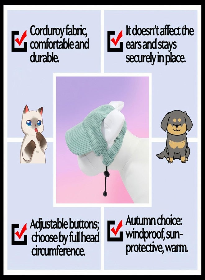 ETOFIXEE Pet Baseball Cap with Ear Holes - Multi-Color Sun Visor Hat for Dogs & Cats, Summer & Fall Beach Headwear for Puppies & Kittens (Green, L) - Image 4