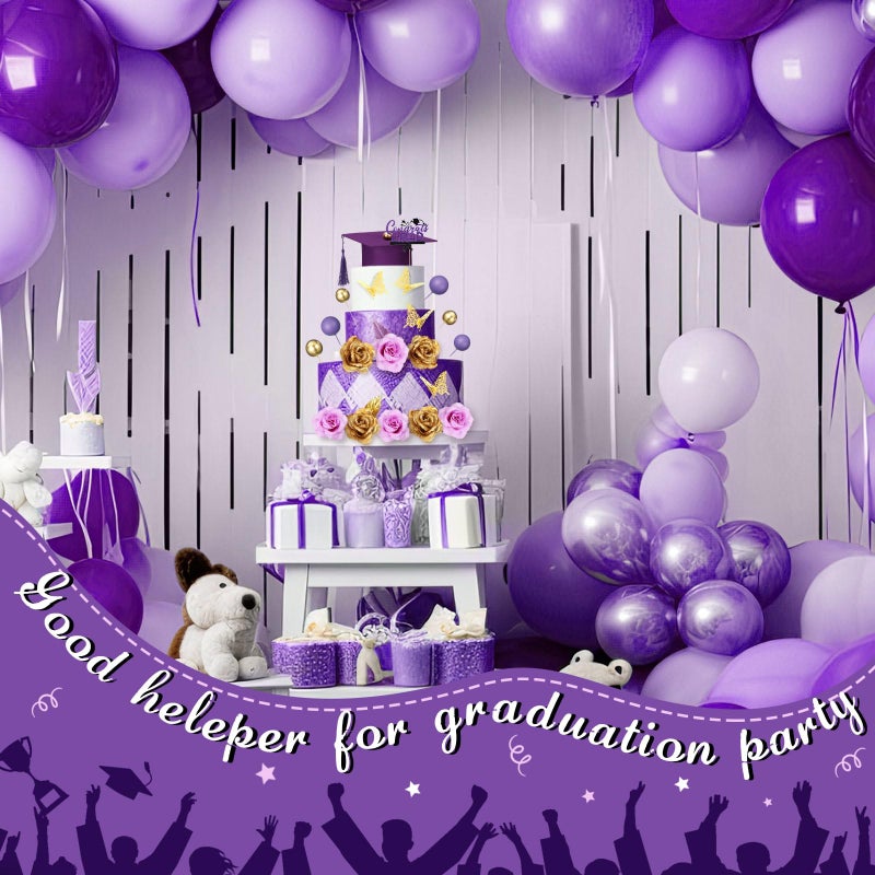 Jingmore Graduation Cake Kit Included Felt Graduation Cap Diploma Classic Black Congrats Grad Cupcake Toppers Beads Leaf Flowers Cake Decorations for Class of 2025 Graduation Party(Purple and Gold) - Image 5