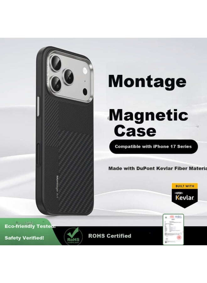 Benks Iphone 17 Pro Max Case Apple Magnetic Montage Aramid Carbon Fiber Kevlar Full-coverage Drop-proof Protective Case Black - Image 1