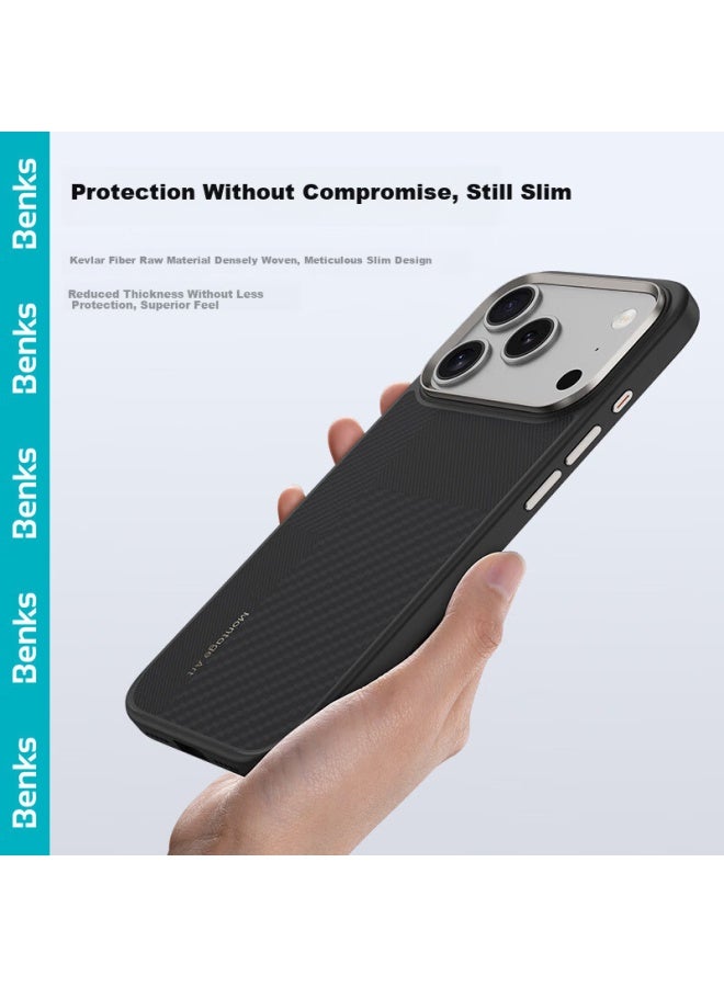Benks Iphone 17 Pro Max Case Apple Magnetic Montage Aramid Carbon Fiber Kevlar Full-coverage Drop-proof Protective Case Black - Image 4