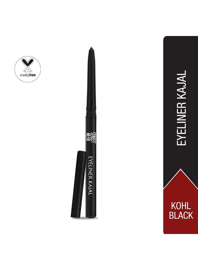 Street Wear Eyeliner Kajal Kohl Black (Black) 0.30 Gms Long Lasting 100% Waterproof Smudgeproof Formulatin Single Stroke Application Smooth Intense Pigment Easy To Use Twistup Format Enriched With Almond Oil. - Image 3