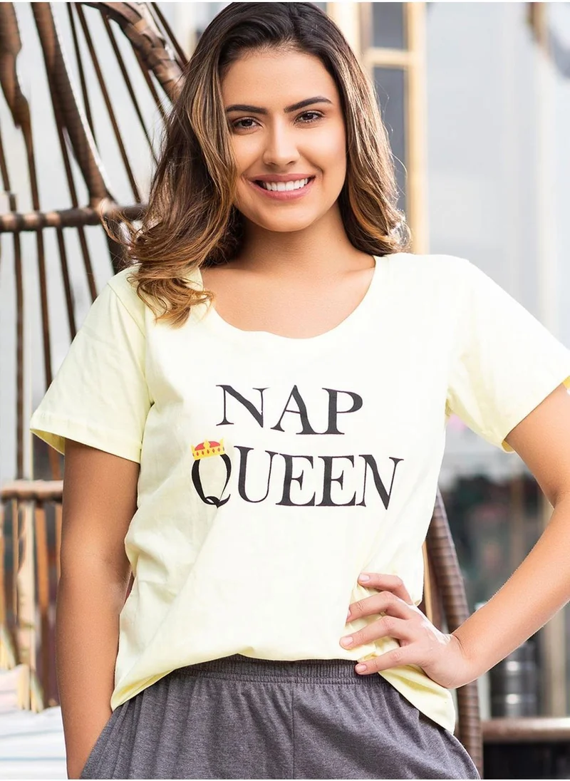 كلوفيا Text Print Top  - 100% Cotton
