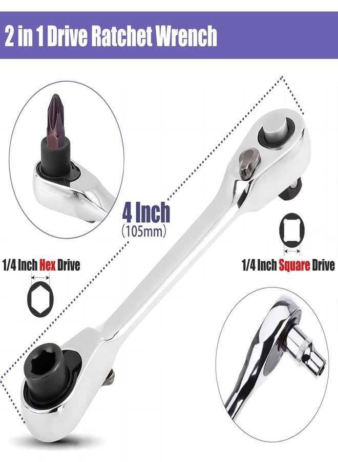 ياكاموز مفتاح ربط صغير 2 في 1 من ياكاموز، 72 سنًا، مفك براغي صغير بزاوية قائمة 90 درجة، مفتاح ربط مقبس بسقاطة 1/4 بوصة للأماكن الضيقة - Image 5