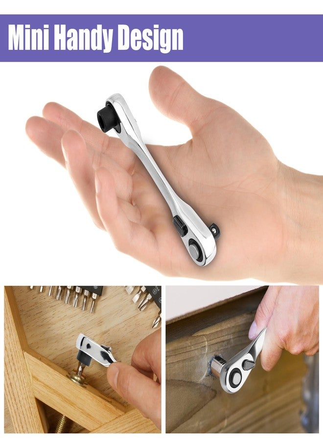 ياكاموز مفتاح ربط صغير 2 في 1 من ياكاموز، 72 سنًا، مفك براغي صغير بزاوية قائمة 90 درجة، مفتاح ربط مقبس بسقاطة 1/4 بوصة للأماكن الضيقة - Image 4