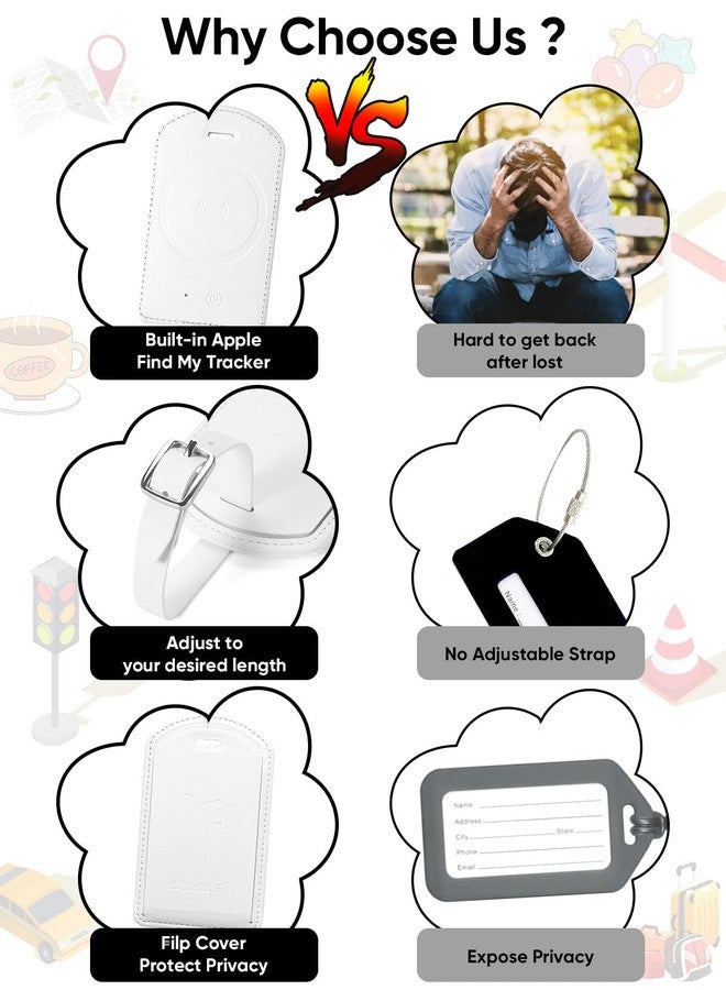 LifeChé Luggage Tags Built-in Anti-Loss Tracker, Luxury Leather Luggage Tags for Suitcase, Travel Bags, Backpacks, Travel Organizer for Lost Baggage Prevention (Creamy White) - Image 5