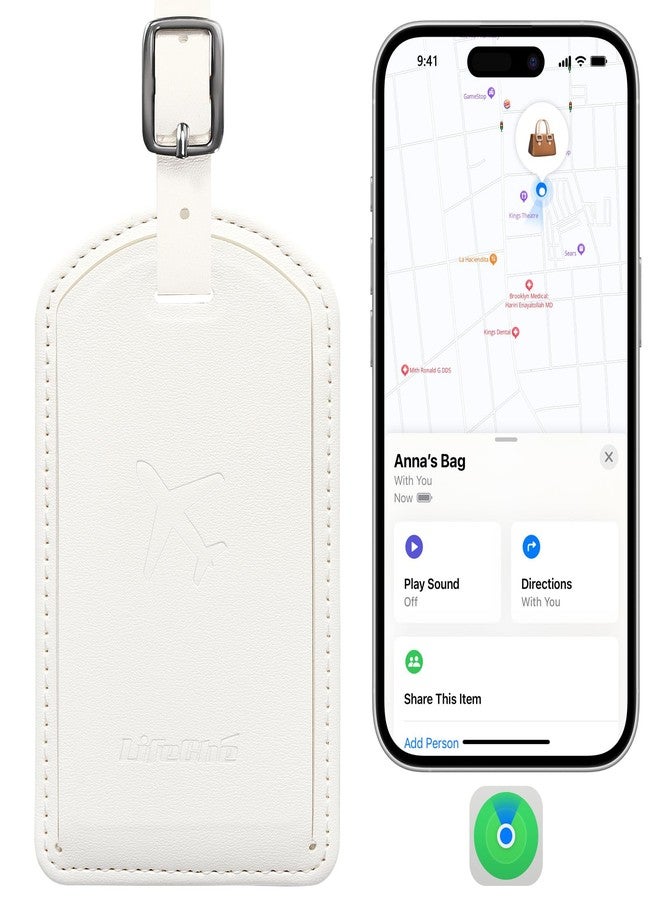 LifeChé Luggage Tags Built-in Anti-Loss Tracker, Luxury Leather Luggage Tags for Suitcase, Travel Bags, Backpacks, Travel Organizer for Lost Baggage Prevention (Creamy White) - Image 1