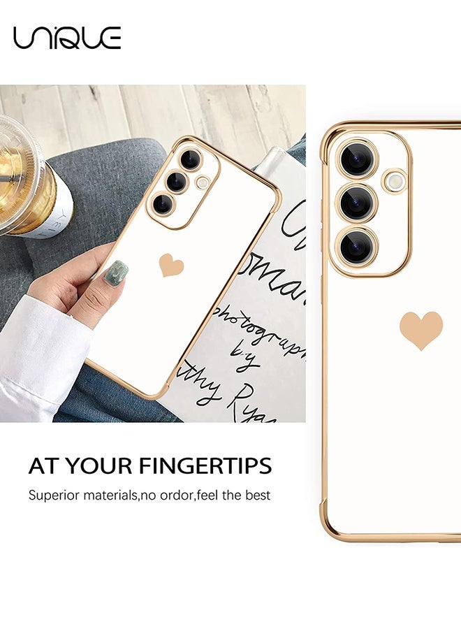 Unique Compatible with Samsung Galaxy A16 Case - Love Heart Plating Electroplate Luxury Elegant Case Camera Protector Soft TPU Shockproof Protective Back Cover Samsung Galaxy A16 Case - White  - Image 5