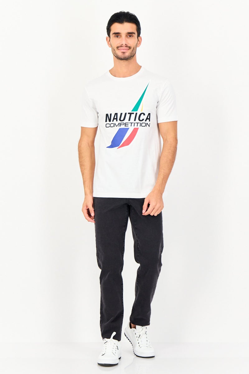 NAUTICA Men Short Sleeve Brand Logo T-Shirt, White - Image 4